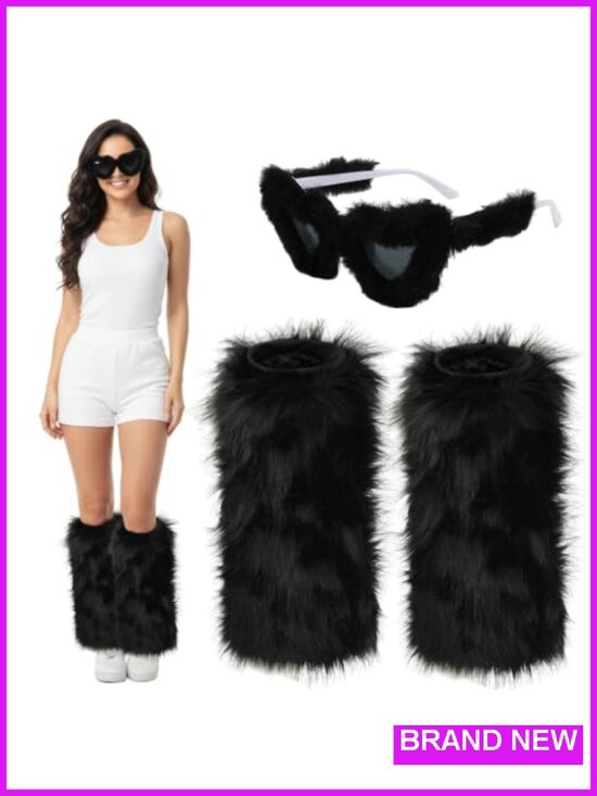 Other - Women Faux Fur Leg Warmers with Fuzzy Sunglasses Set, Fluffy Boot Covers for